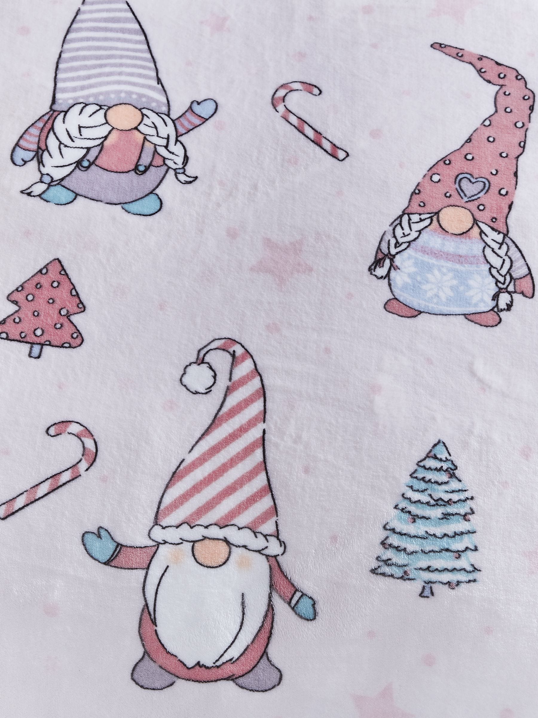 Catherine Lansfield blush pink Christmas gonks fleece throw 130x170cm, UK version