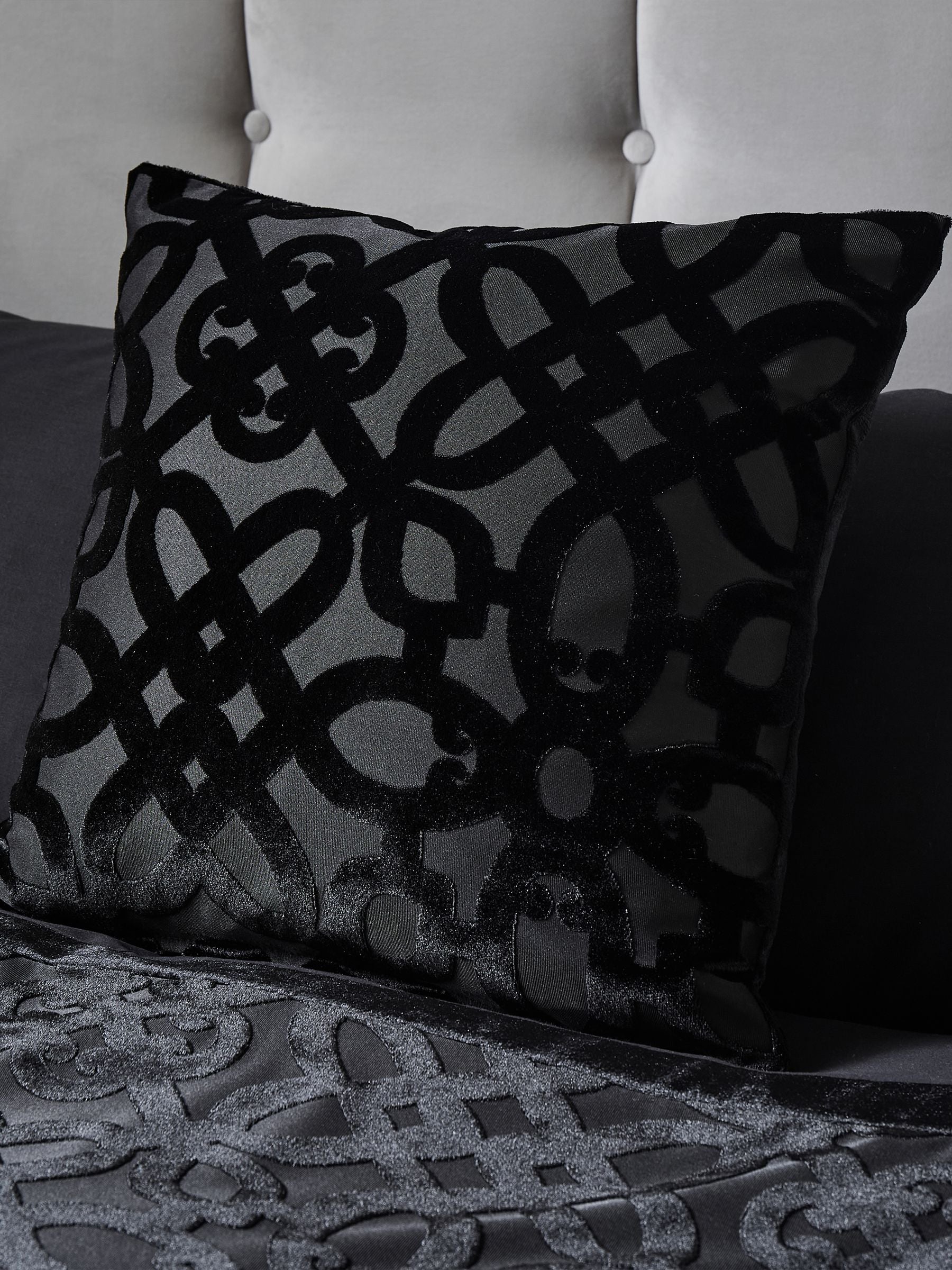 Catherine Lansfield Natural Lattice Cut Velvet Cushion