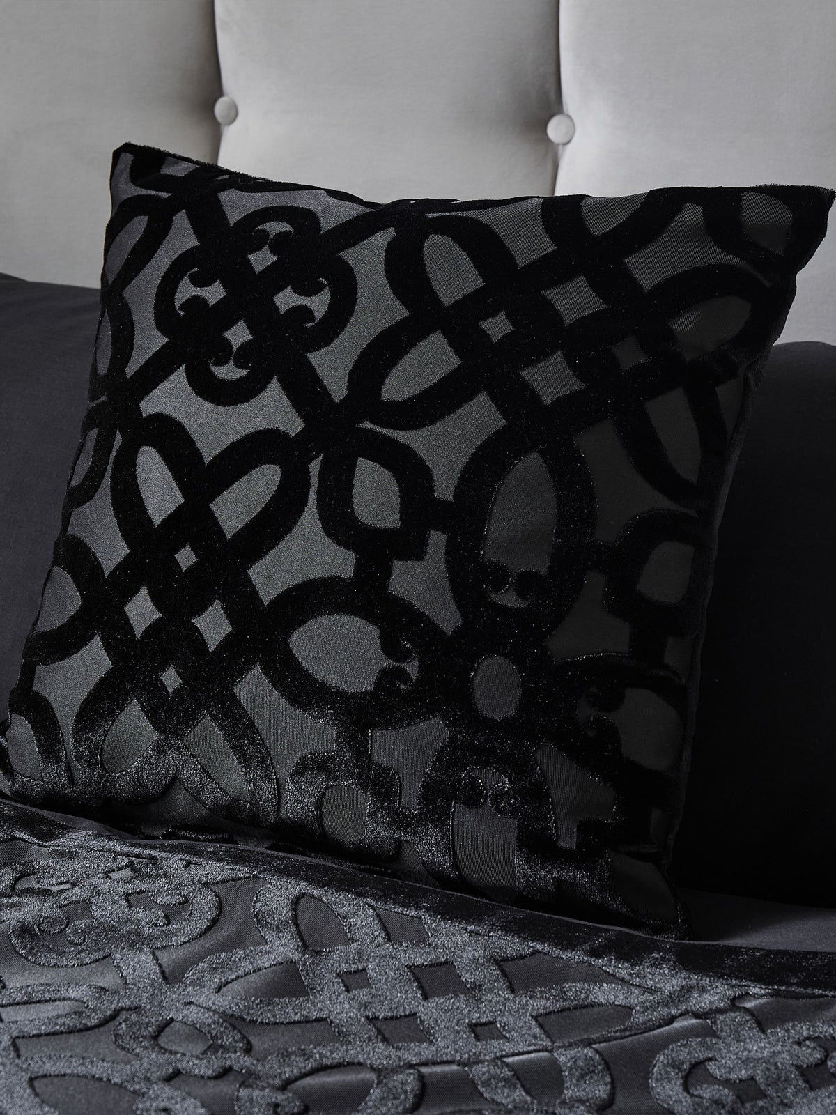 Catherine Lansfield Natural Lattice Cut Velvet Cushion