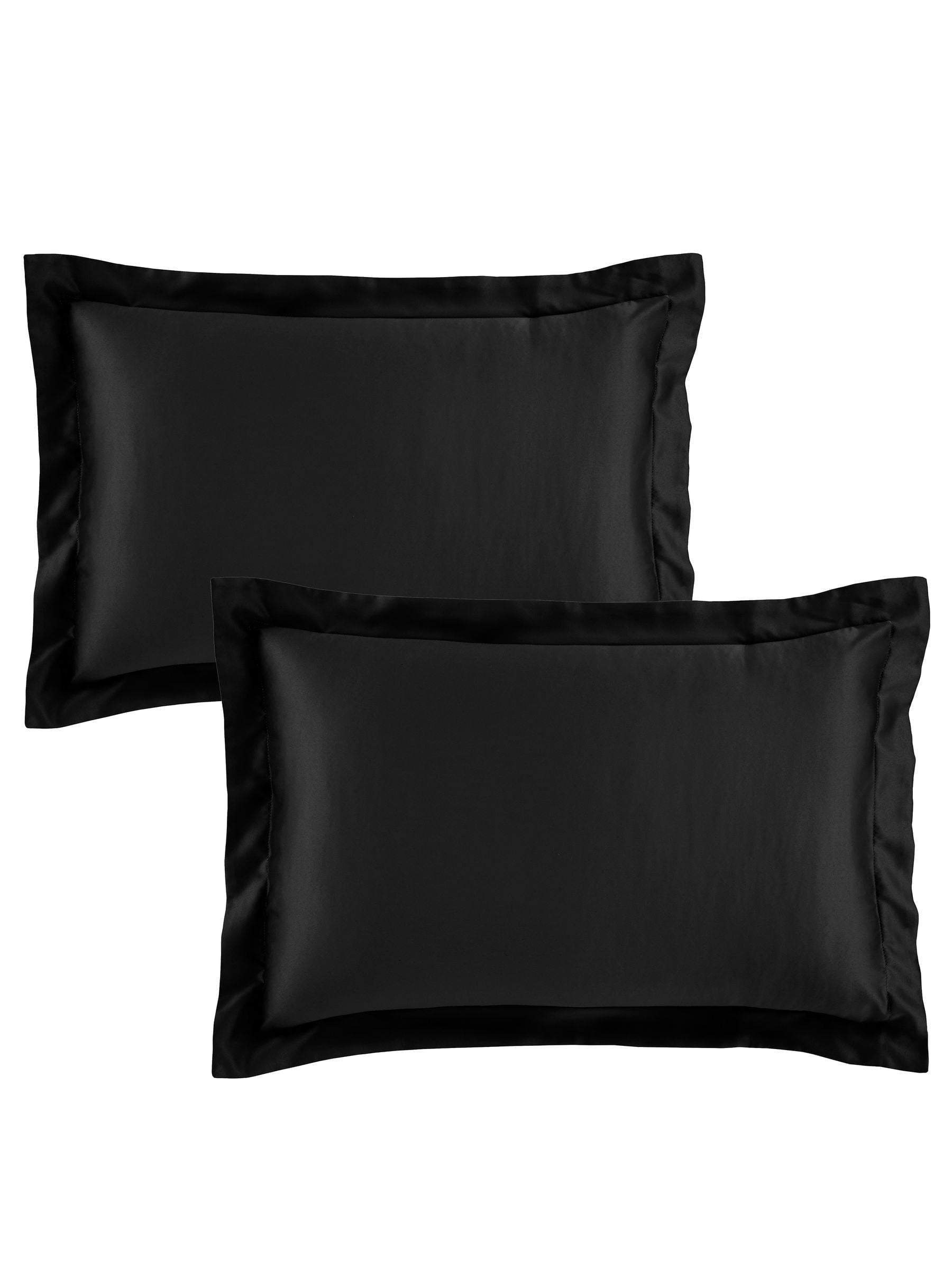 Catherine Lansfield black satin oxford pillowcase pair 50x75 cm, UK version