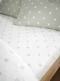Catherine Lansfield sage green supersoft polka dot fitted sheet - British product