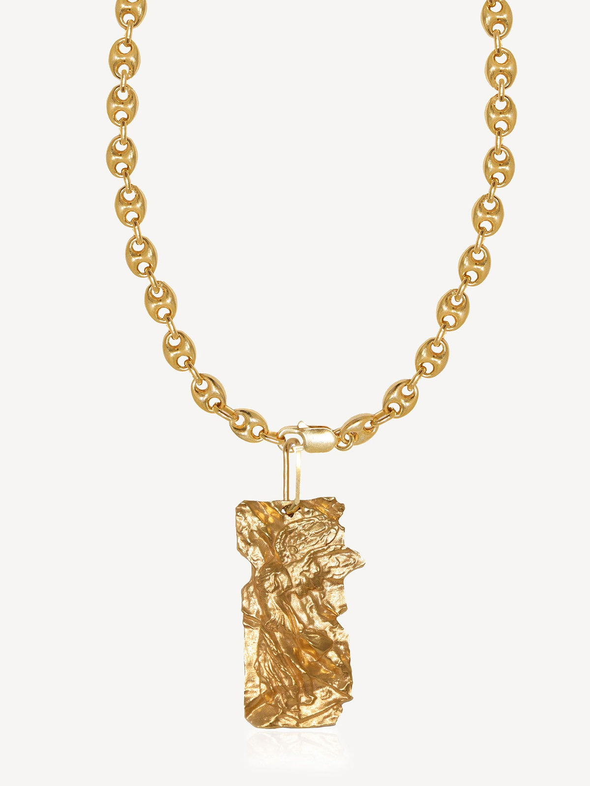 Gold Plated Paperclip Chain Necklace with Foil Nike Charm, Adjustable