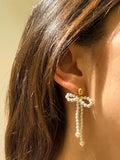 Hermina Athens gold plated Fedra pearl earrings - British product