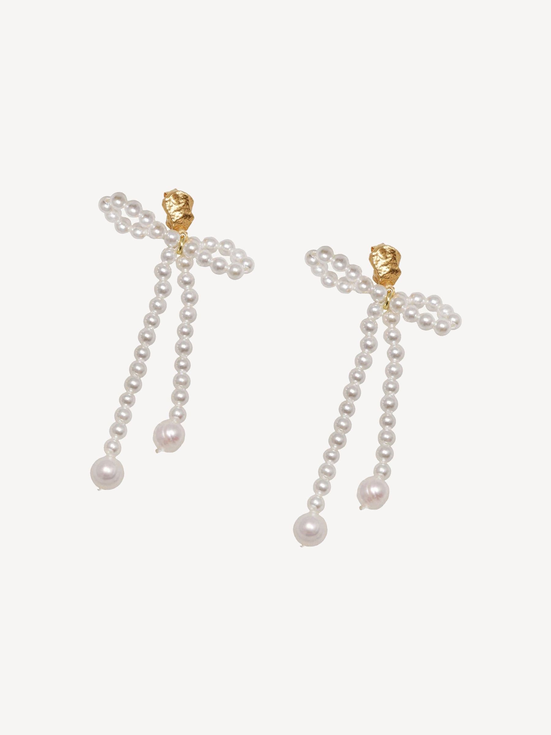 Hermina Athens gold plated Fedra pearl earrings - British product
