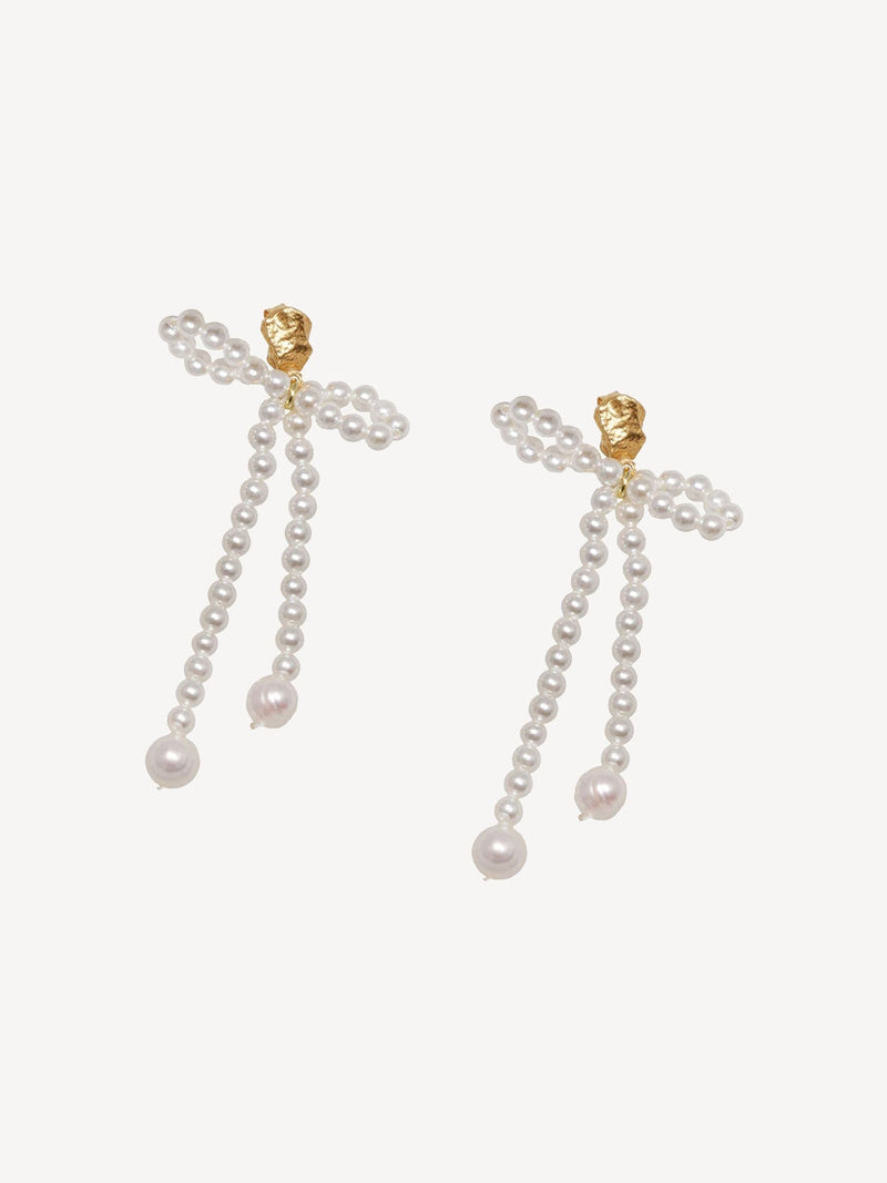 Hermina Athens gold plated Fedra pearl earrings - British product