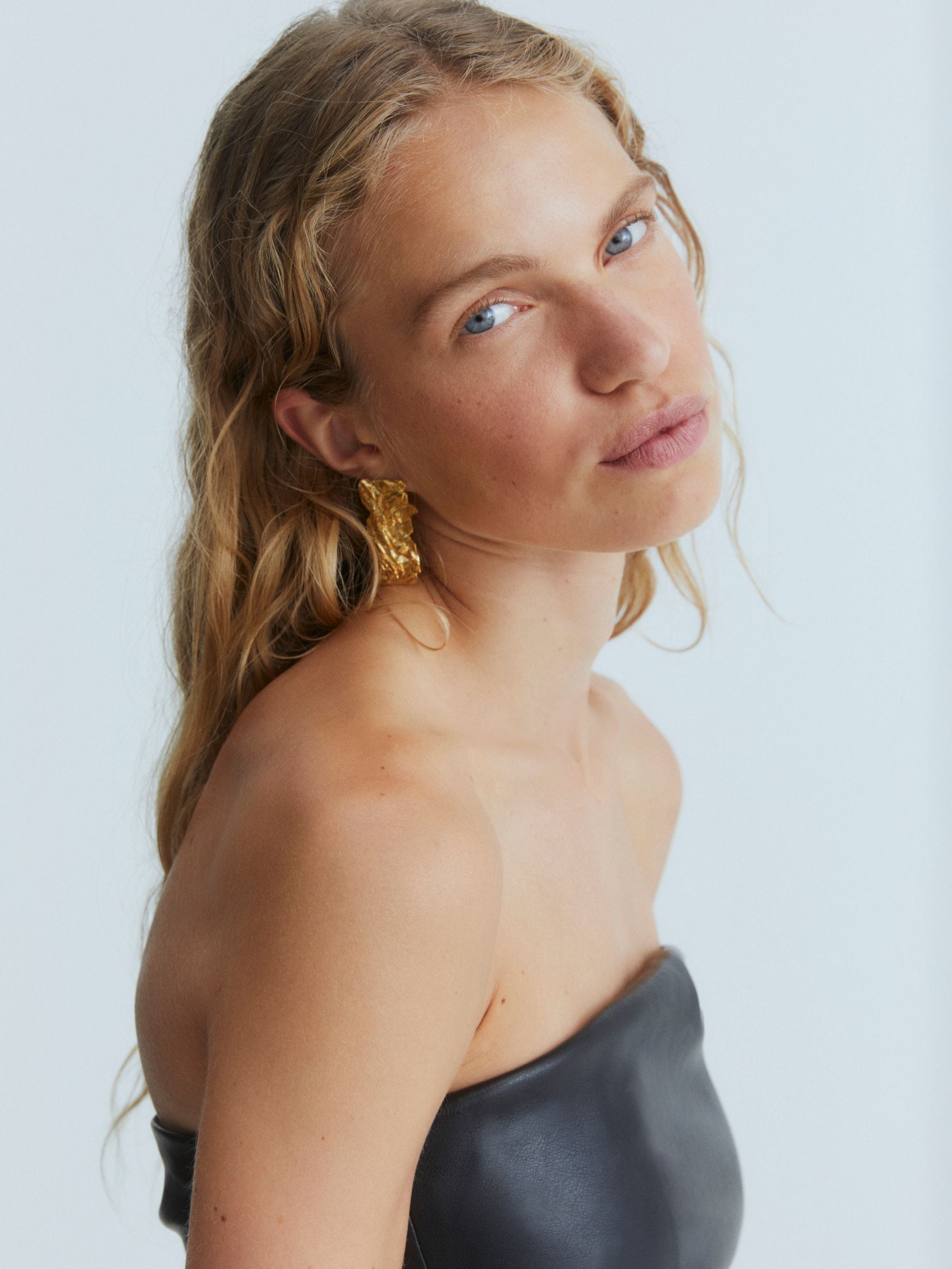 Hermina Athens gold plated Nike foil earrings, UK version