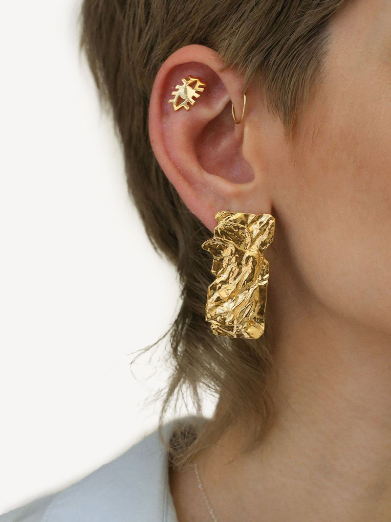 Hermina Athens gold plated Nike foil earrings, UK version