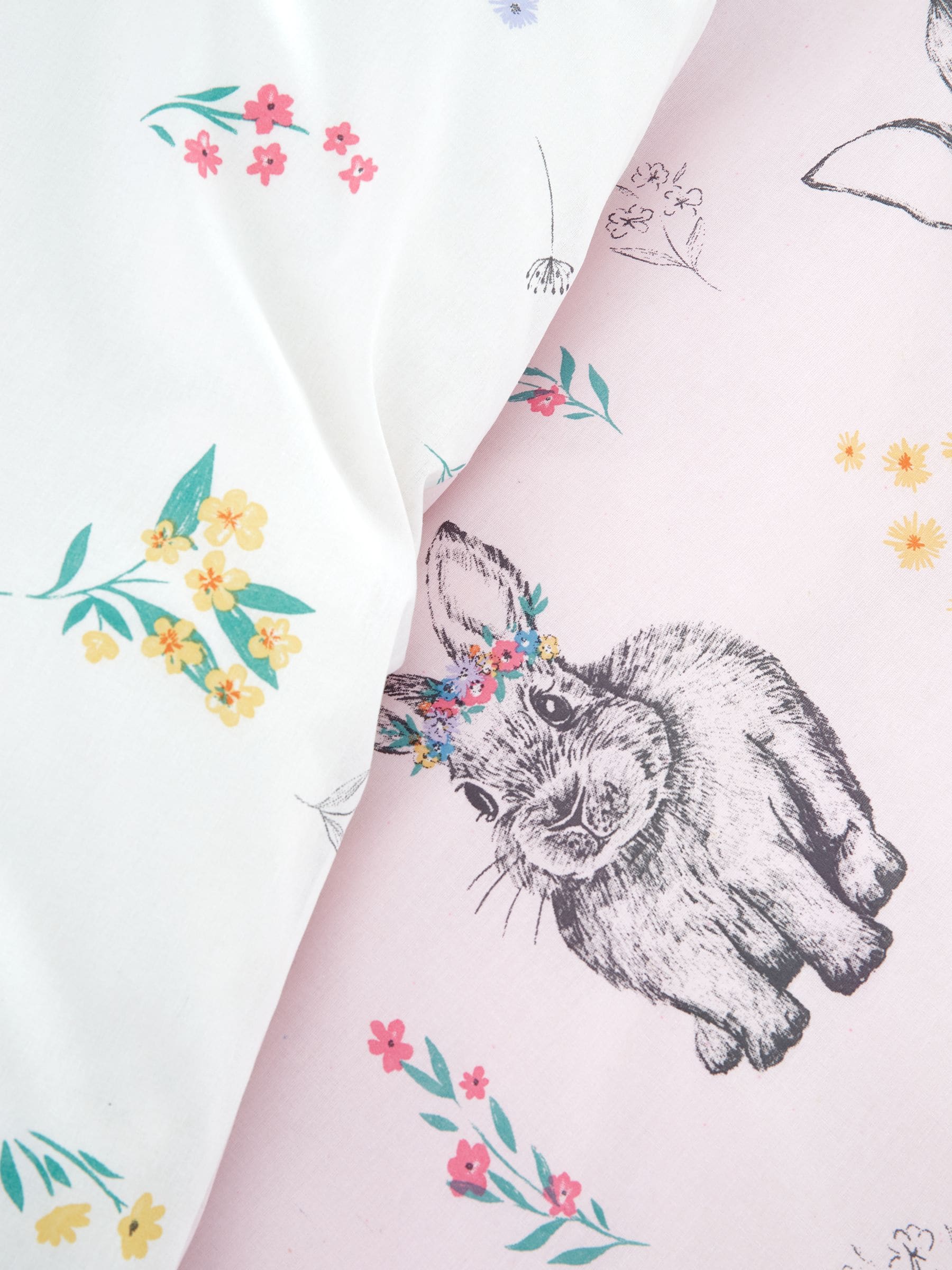 Catherine Lansfield pink bunny tail reversible duvet cover set - British product