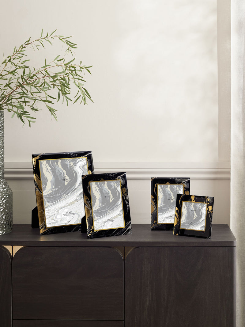 Blue navy marble glass photo frame - British product