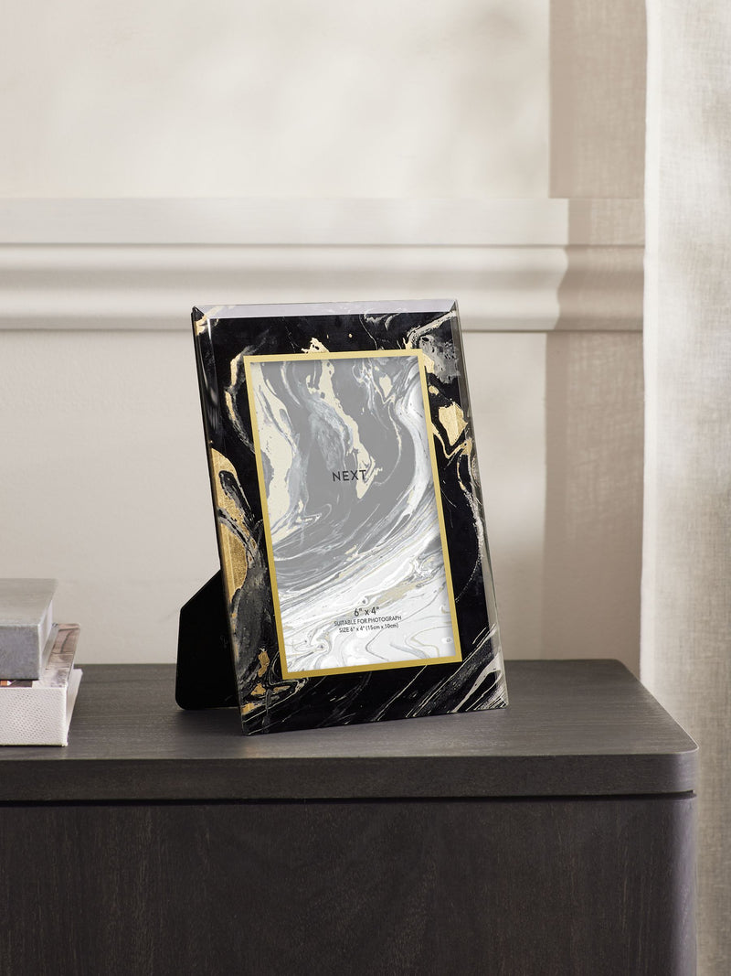 Blue navy marble glass photo frame - British product