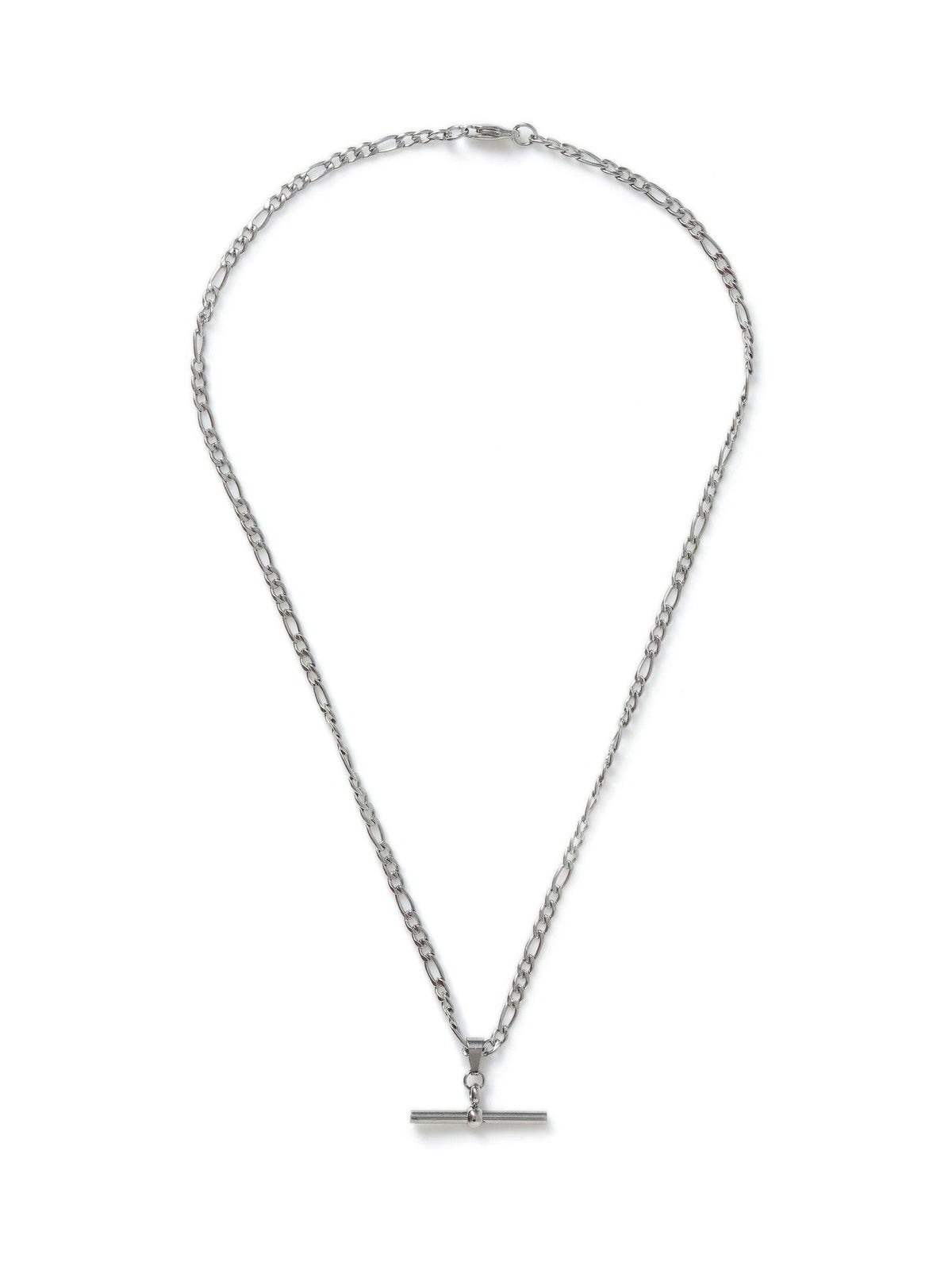 Silver tone stainless steel Tbar necklace (British brand)