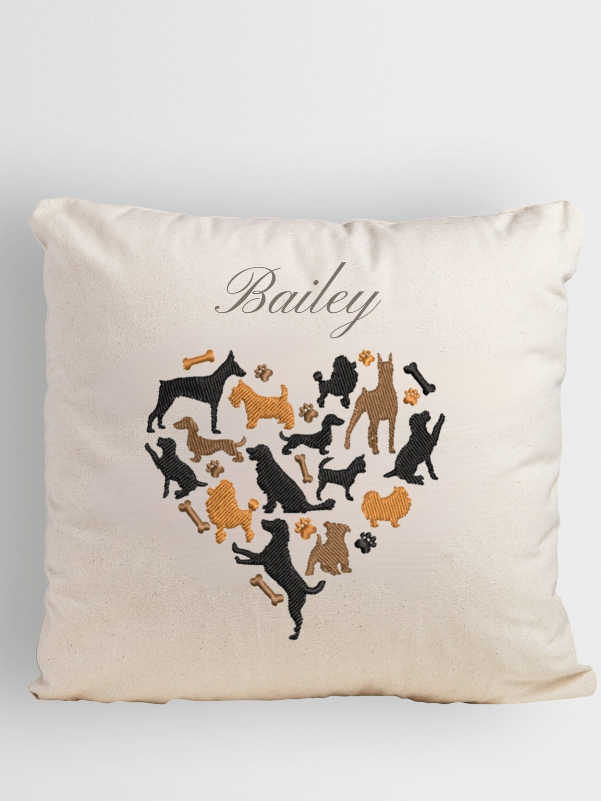 RUFF personalised dog heart cushion 100% cotton - British product