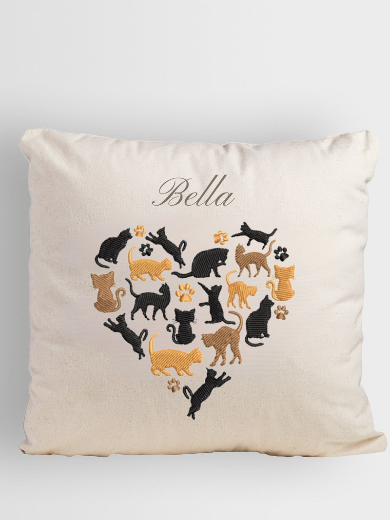 RUFF personalised cat heart cushion 100% cotton, UK version