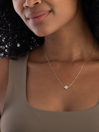 Next Beaverbrooks Gold Tone 9ct Gold Mother of Pearl Single Clover Necklace 45cm- Buy online at McGrocer
