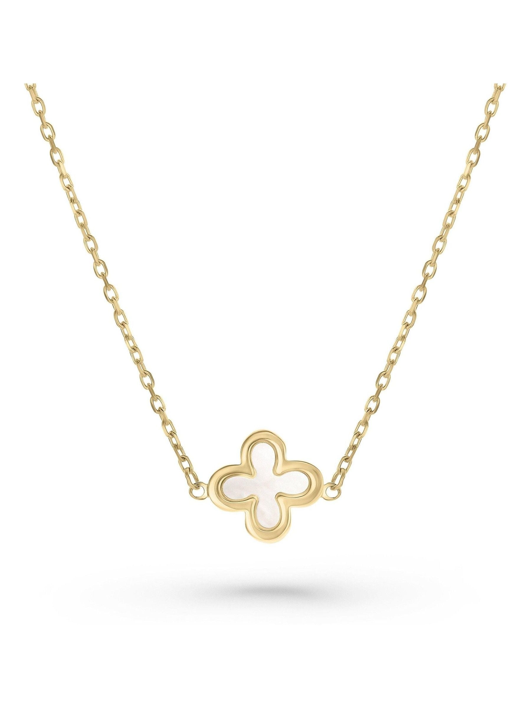 Beaverbrooks 9ct gold mother of pearl clover necklace, UK version