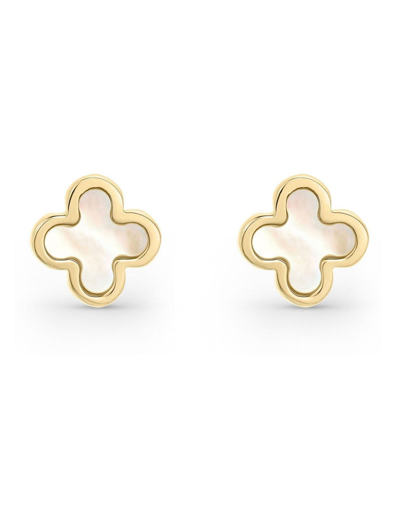 Beaverbrooks 9ct gold mother of pearl clover stud earrings, UK version