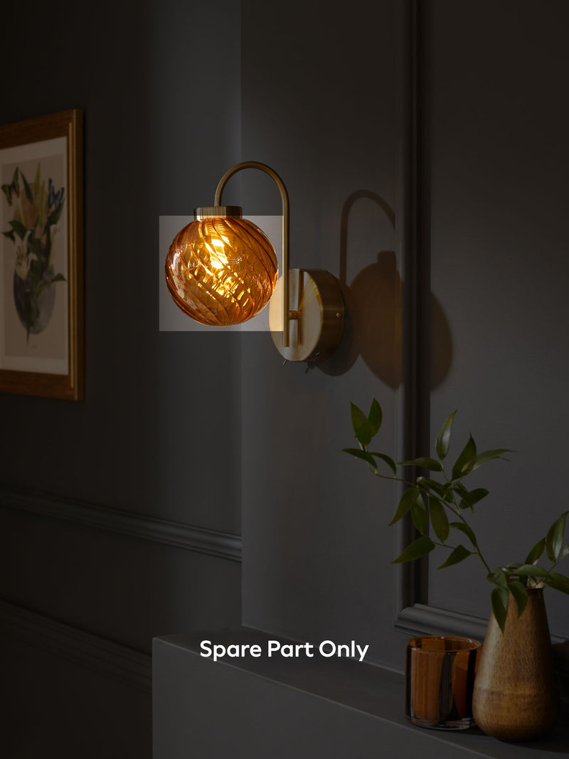 Amber Orange glass lampshade spare part 13.5cm (British brand)