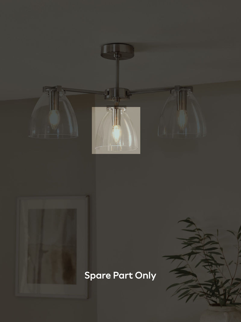 Clear glass lamp shade for Derwent ceiling light - British product