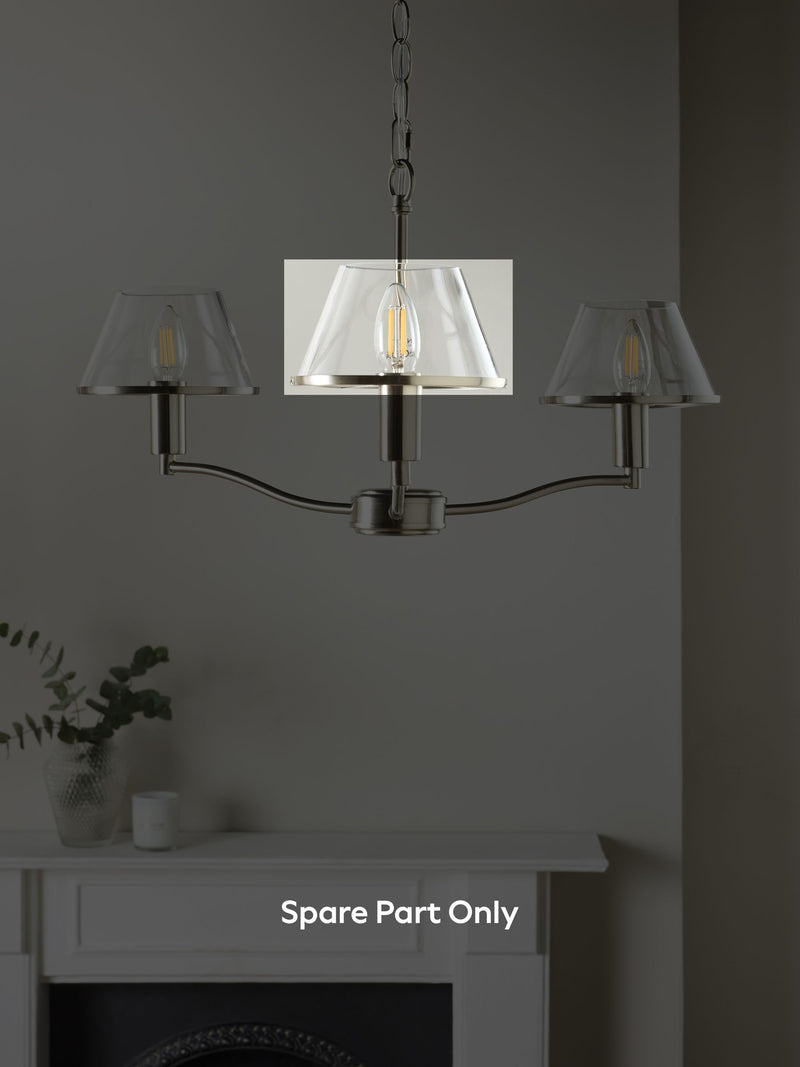 Stroud clear glass spare shade for 3 light flush, 10cm height - British product