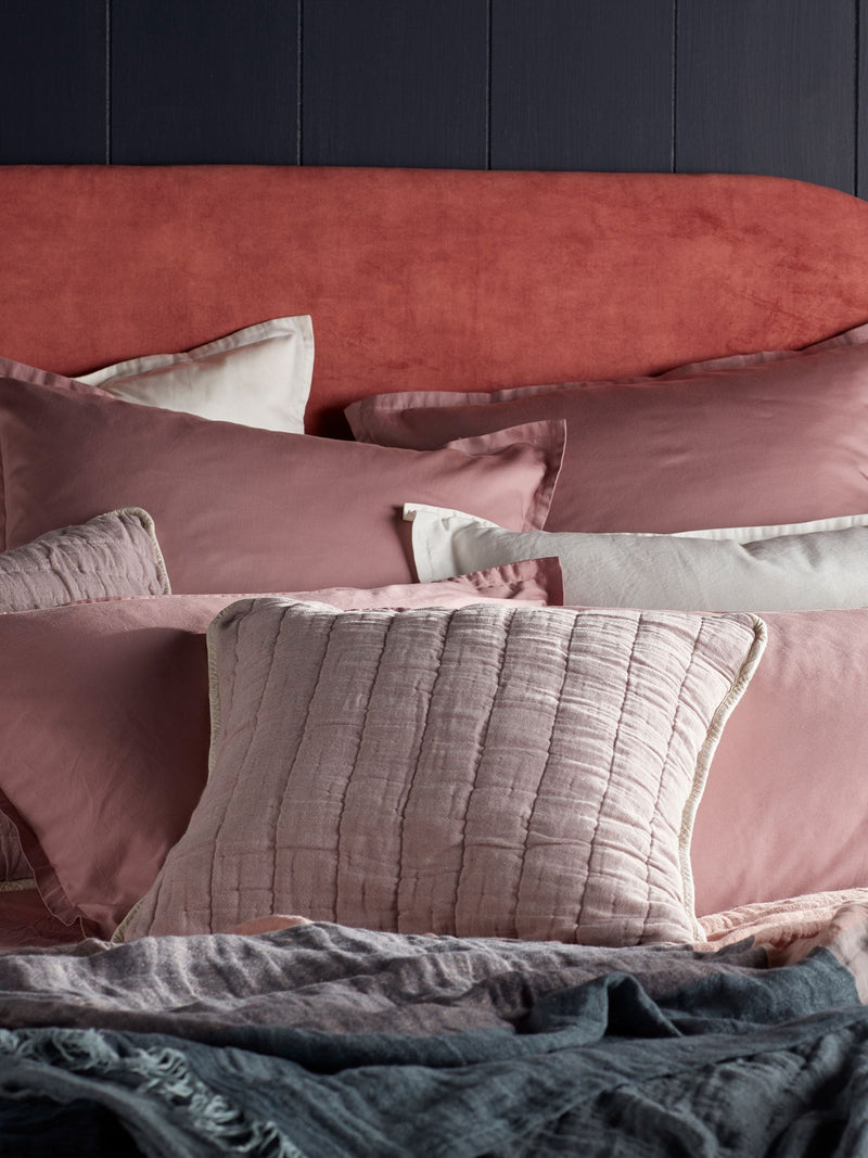 Secret Linen Store Vintage Rose Vivienne quilted cushion cover 50x50cm (British brand)