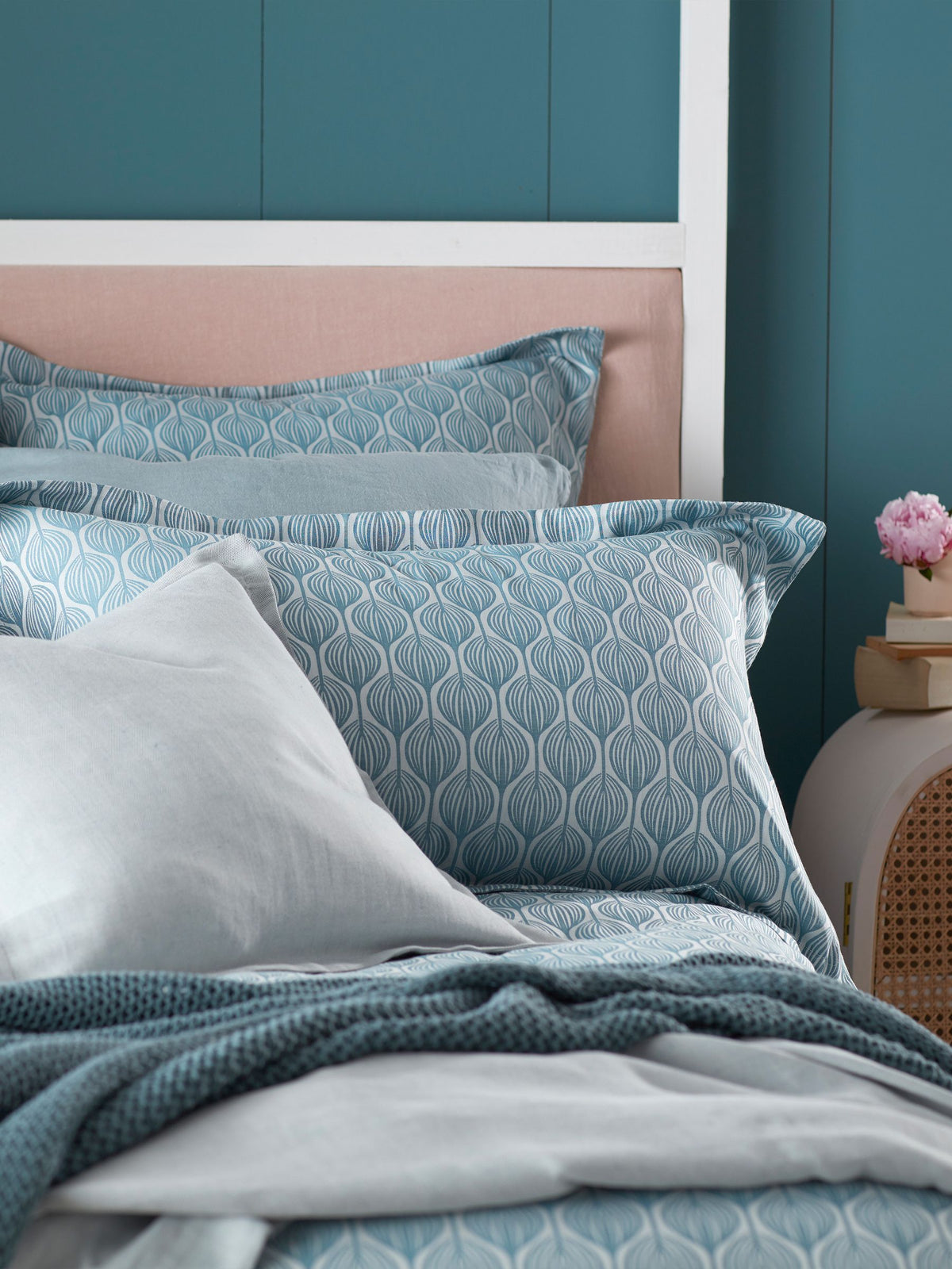Secret Linen Store Teal Teasels pillowcase, imported from the UK