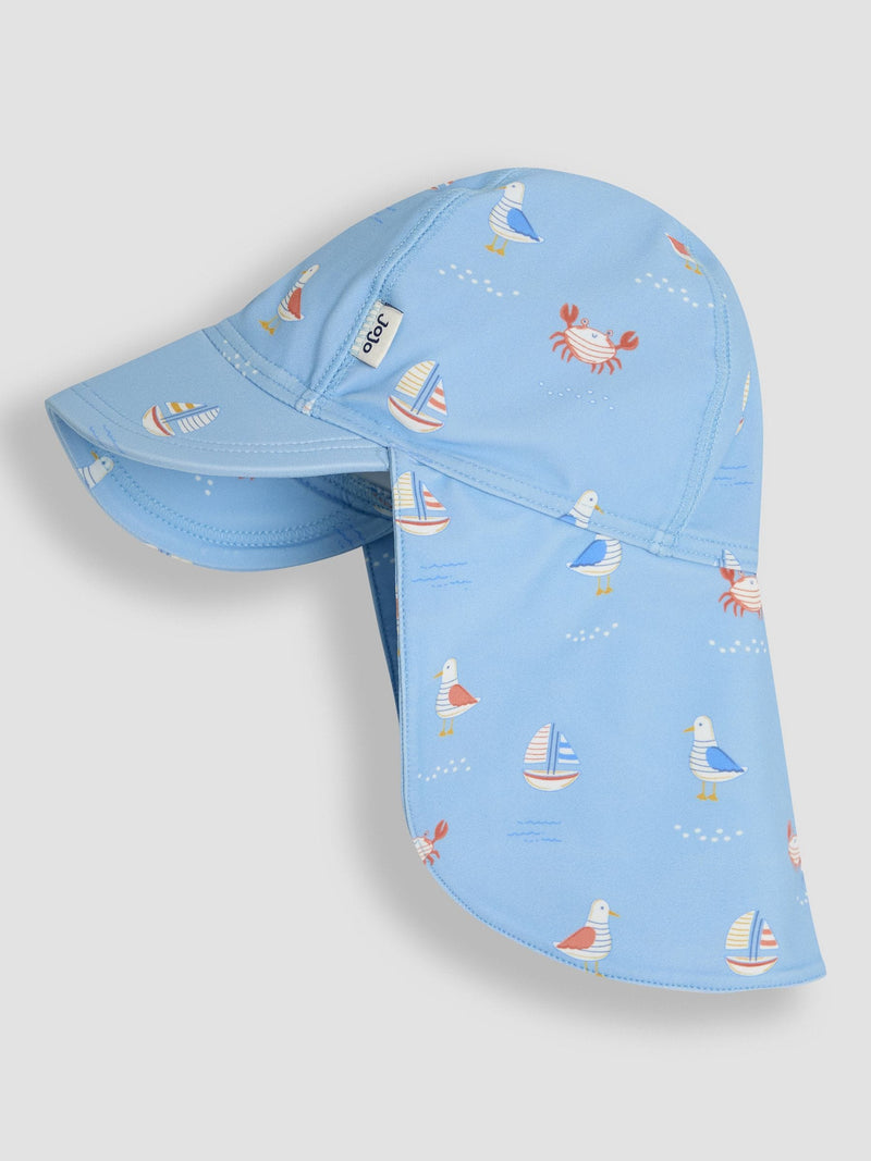 JoJo Maman Bébé blue boat UV sun protection swim hat, imported from the UK