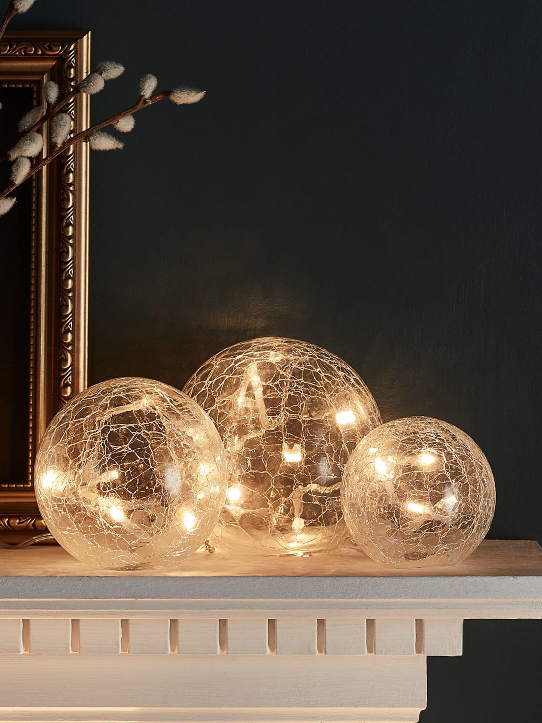 Lights4fun crackled glass fairy light orb set 8-12cm - British product
