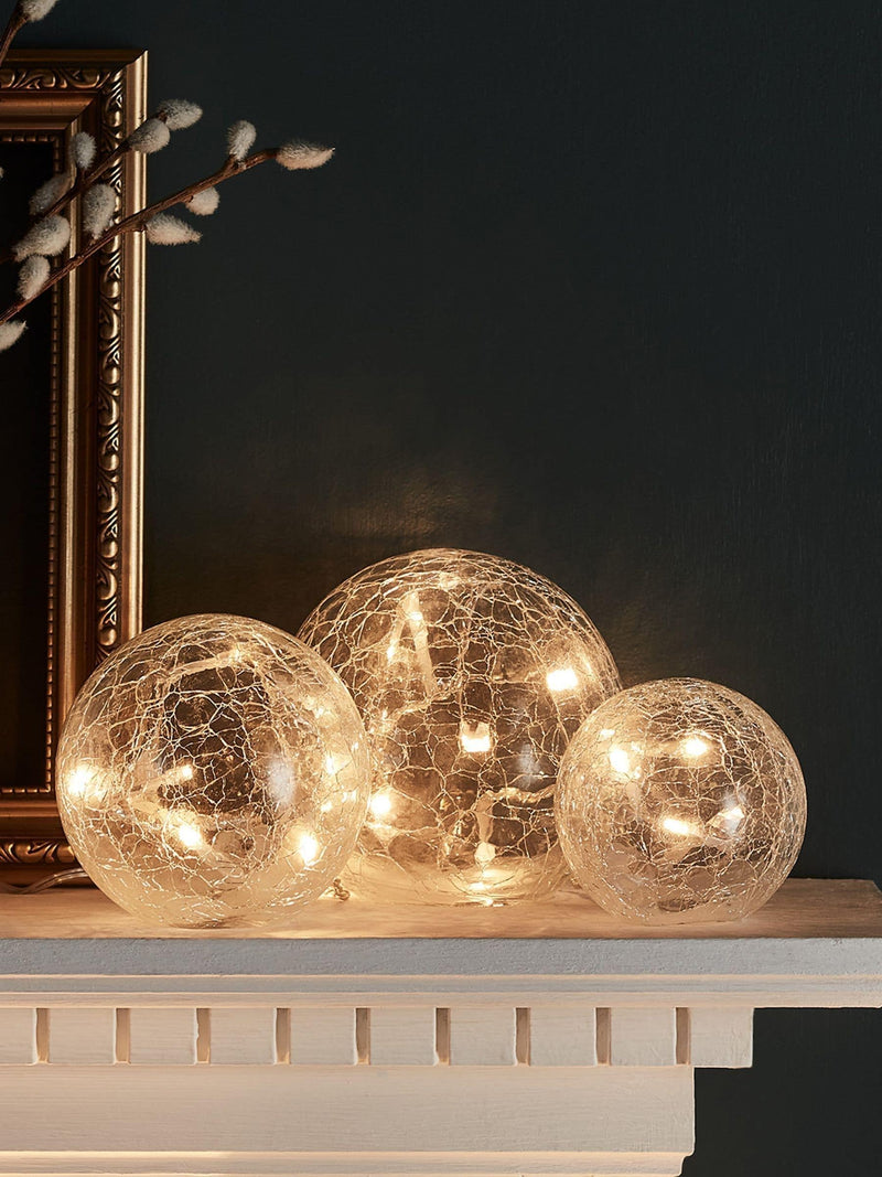 Lights4fun crackled glass fairy light orb set 8-12cm - British product