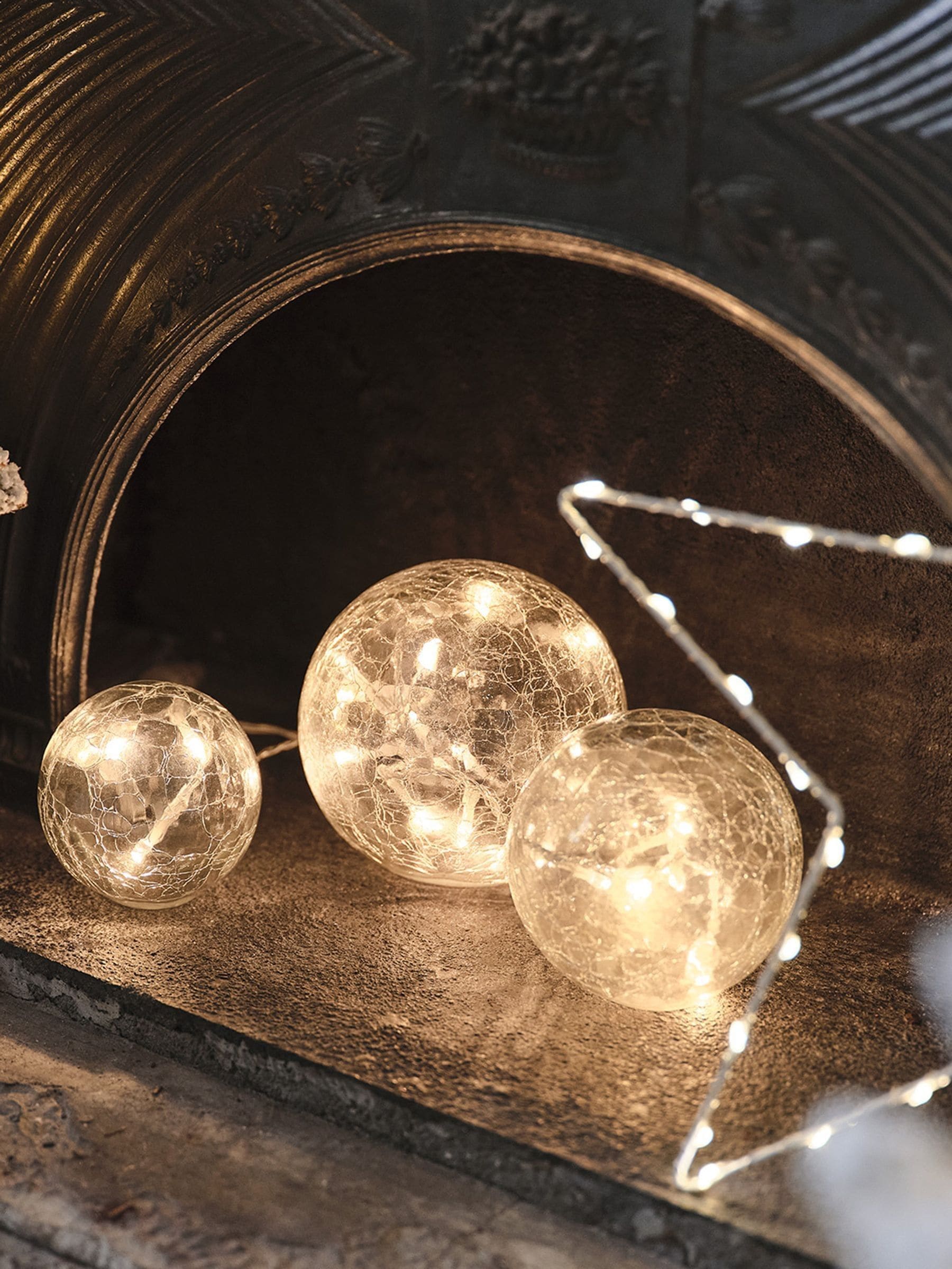 Lights4fun crackled glass fairy light orb set 8-12cm - British product