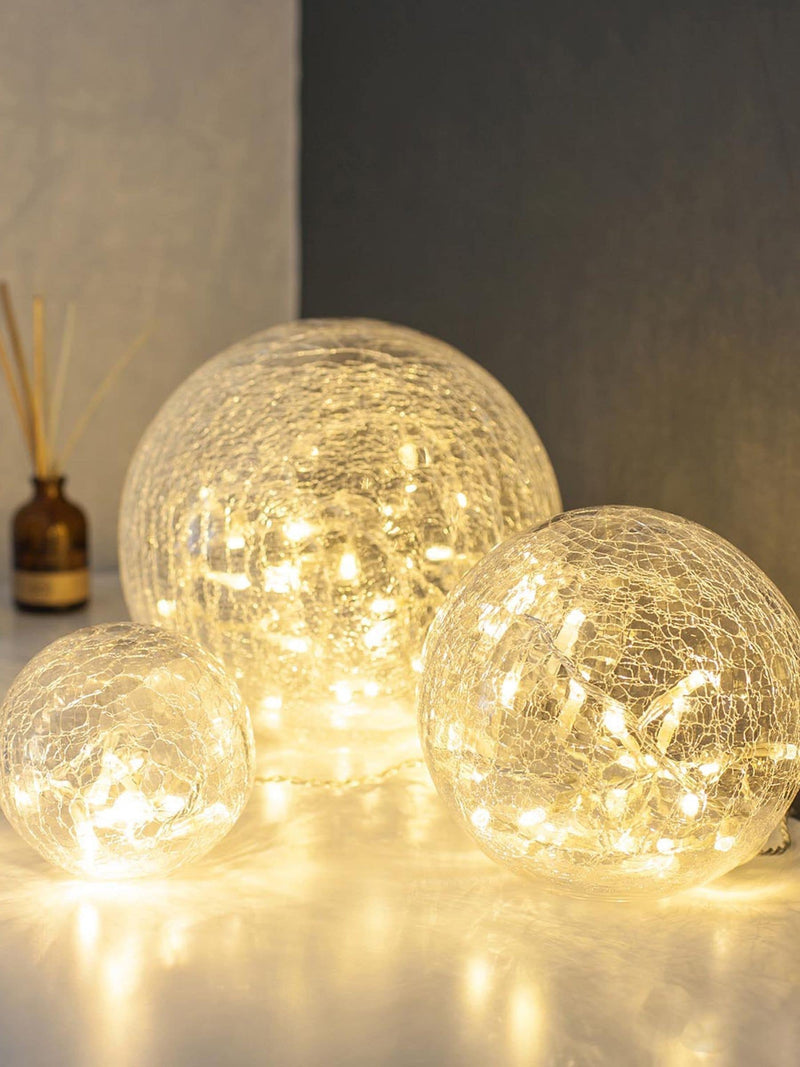 Lights4fun crackled glass fairy light orb set 8-12cm - British product