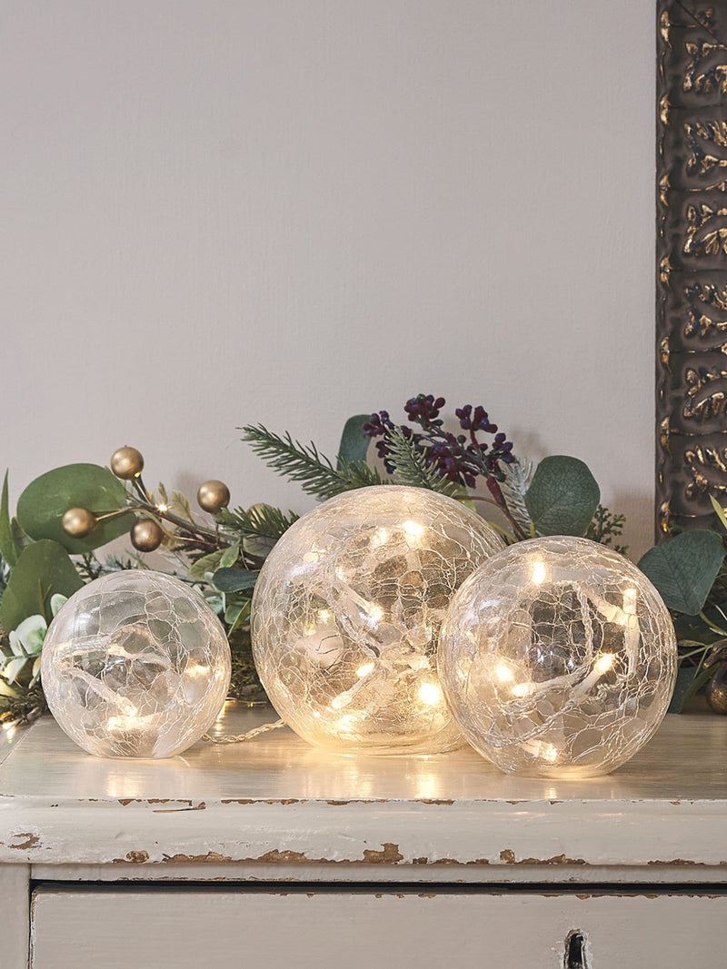 Lights4fun crackled glass fairy light orb set 8-12cm - British product