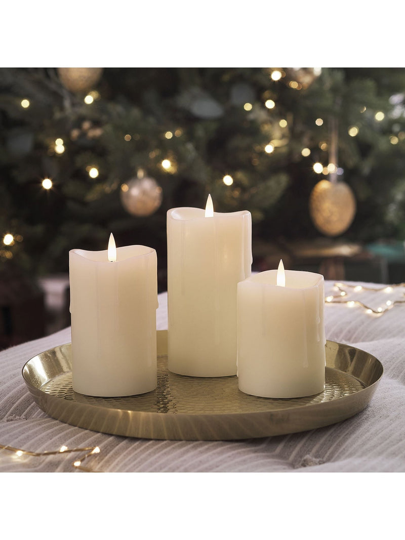 Lights4fun TruGlow Dripping Wax LED Pillar Candle Trio, UK version