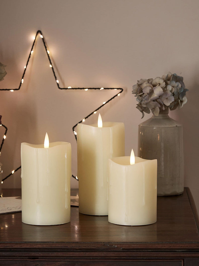 Lights4fun TruGlow Dripping Wax LED Pillar Candle Trio, UK version