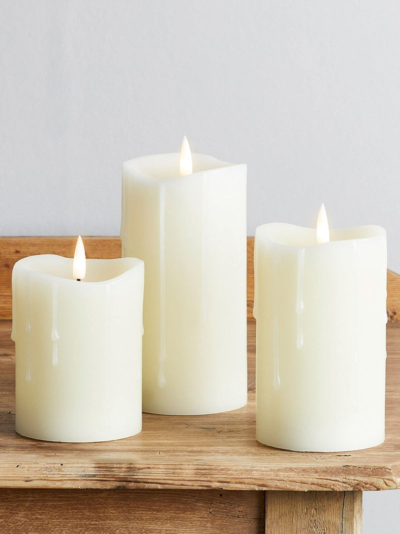 Lights4fun TruGlow Dripping Wax LED Pillar Candle Trio, UK version