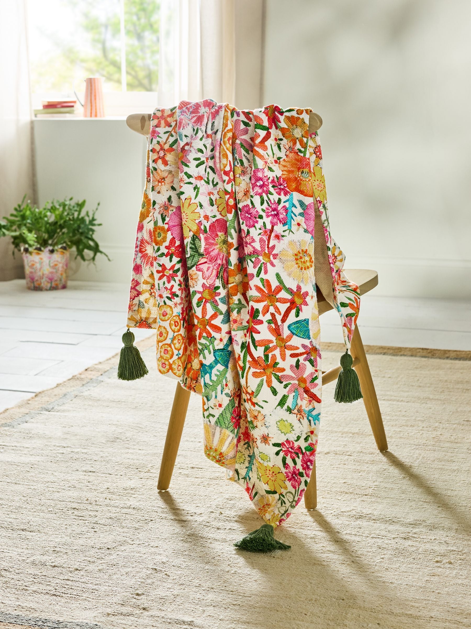 Lucy Tiffney Multi Floral Printed Throw 150cm x 120cm