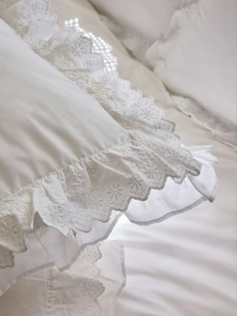 Shabby Chic by Rachel Ashwell pink broderie anglaise ruffle pillowcases set of 2 (British brand)