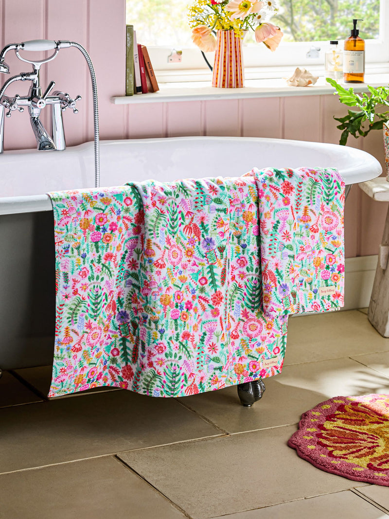 Lucy Tiffney Multi Floral 100% Cotton Velour Printed Towel