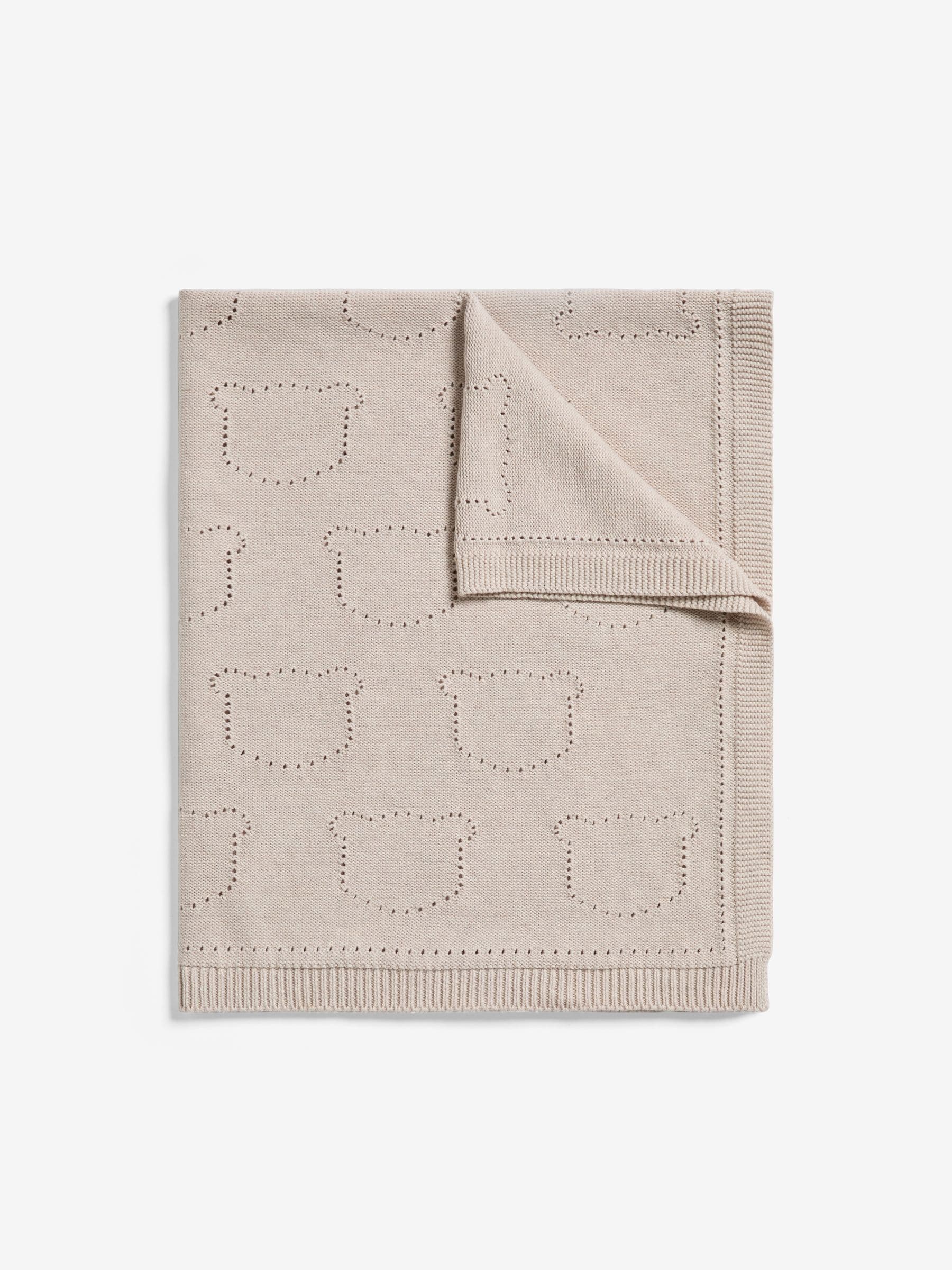 Jojo Maman Bébé bear pointelle knit baby blanket 90x70cm - British product
