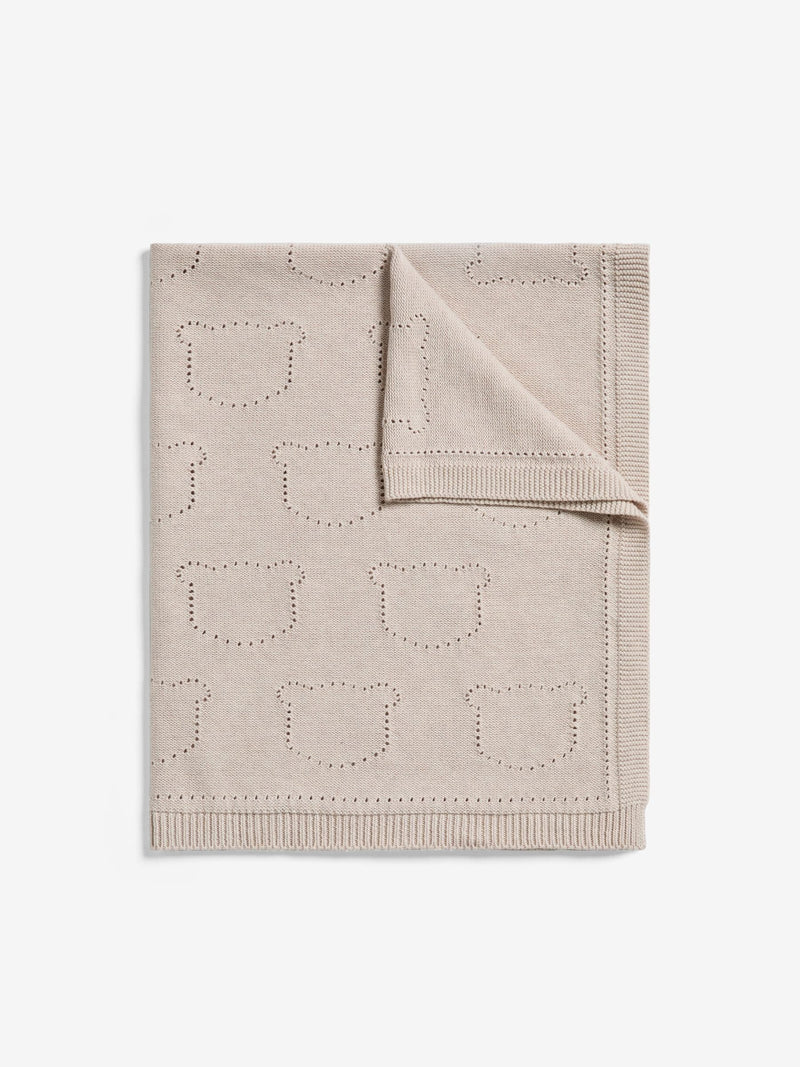 Jojo Maman Bébé bear pointelle knit baby blanket 90x70cm - British product