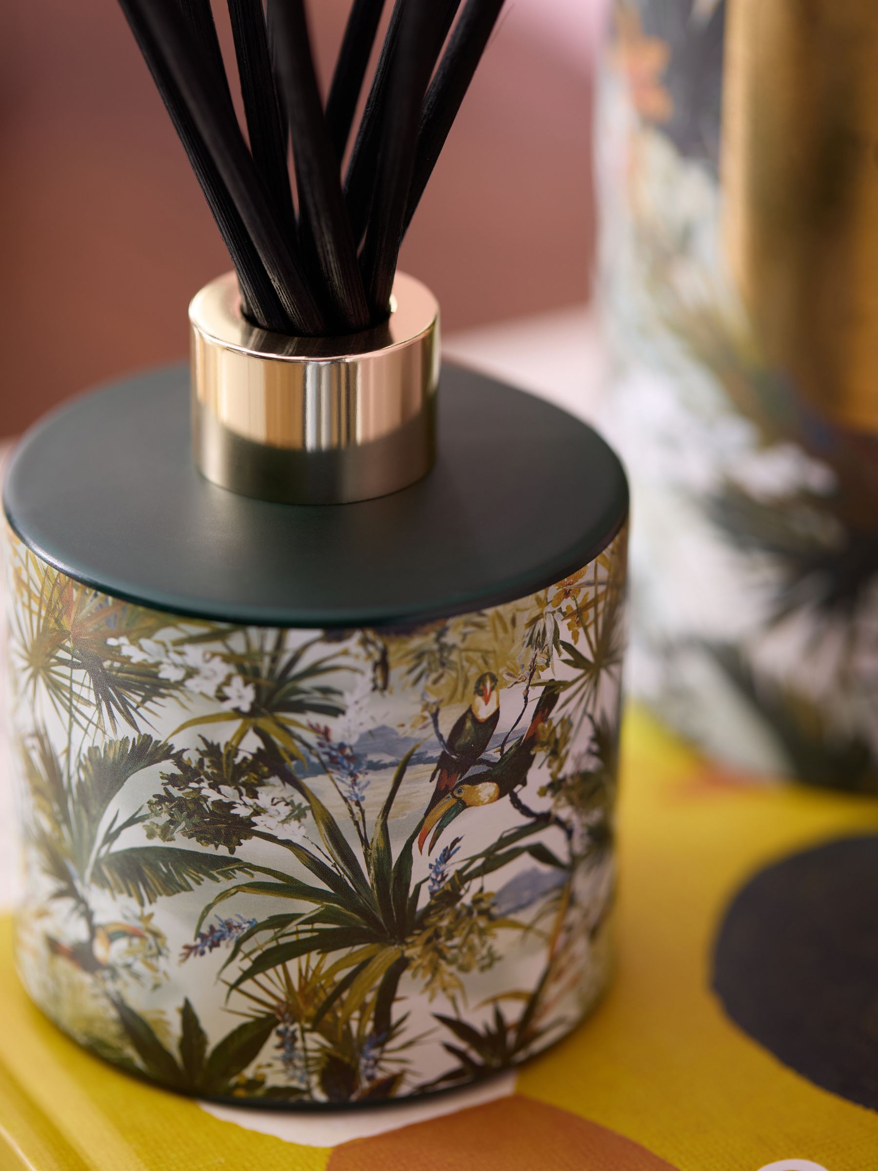 Clarke and Clarke Amber and Cedarwood Toucan reed diffuser - British product