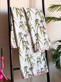 Rockett St George green bamboo printed towel, imported from the UK