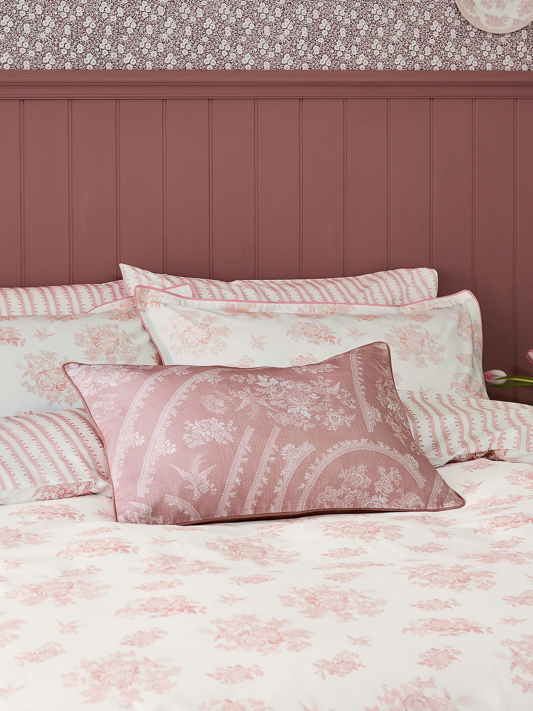 Burleigh X Bedeck Of Belfast Pink Asiatic Pheasants duvet cover and pillowcase set - British product
