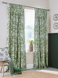 Burleigh X Bedeck green hibiscus blackout pencil pleat curtains (British brand)