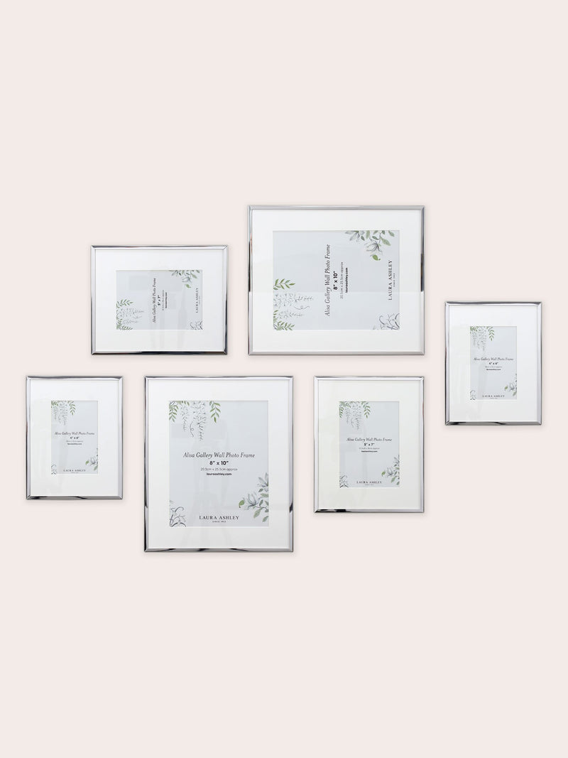 Laura Ashley set of 6 silver Alisa gallery photo frames, UK version