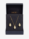 Inicio gold plated cubic zirconia teardrop jewelry set, UK version