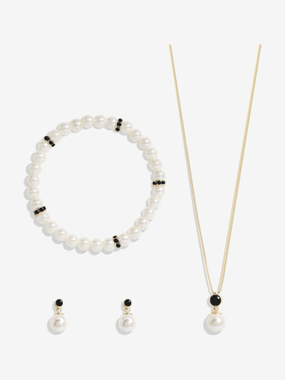 Next Gold-Tone Plated Jet and Pearl Trio Jewellery Set with Gift Box- Buy online at McGrocer