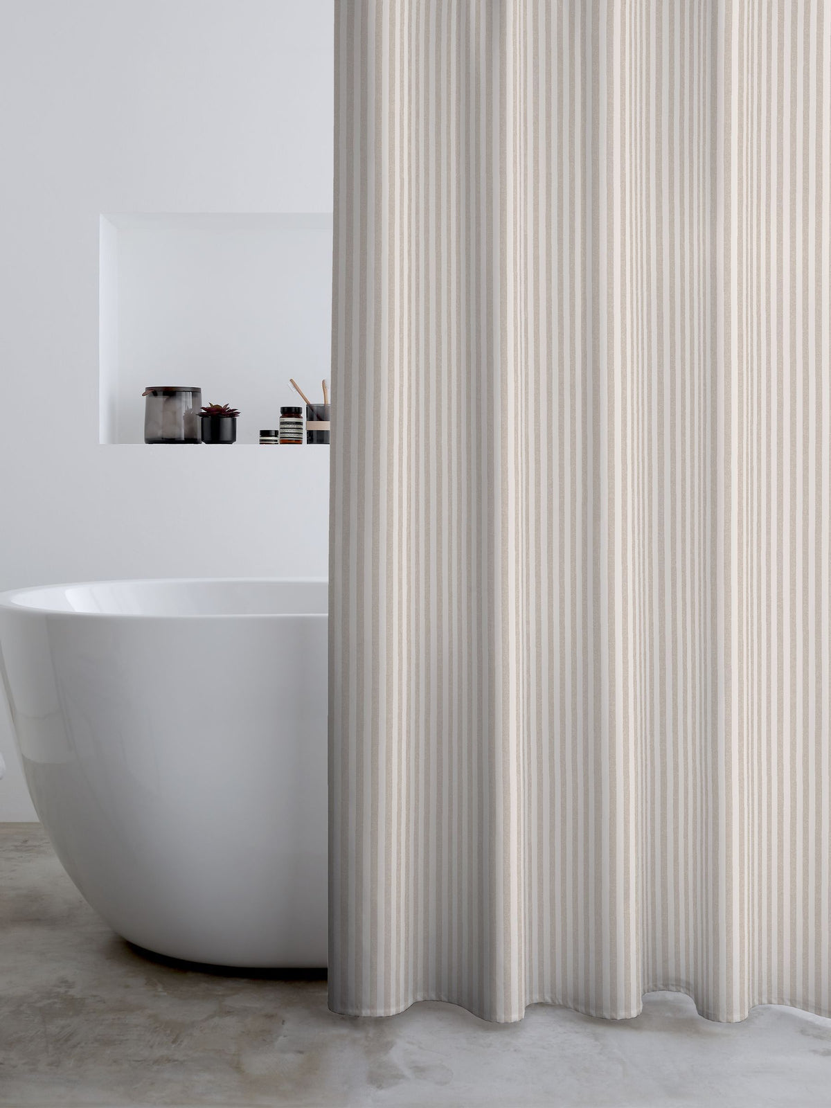 Catherine Lansfield Natural Timeless Stripe Shower Curtain 180x180 cm - British product