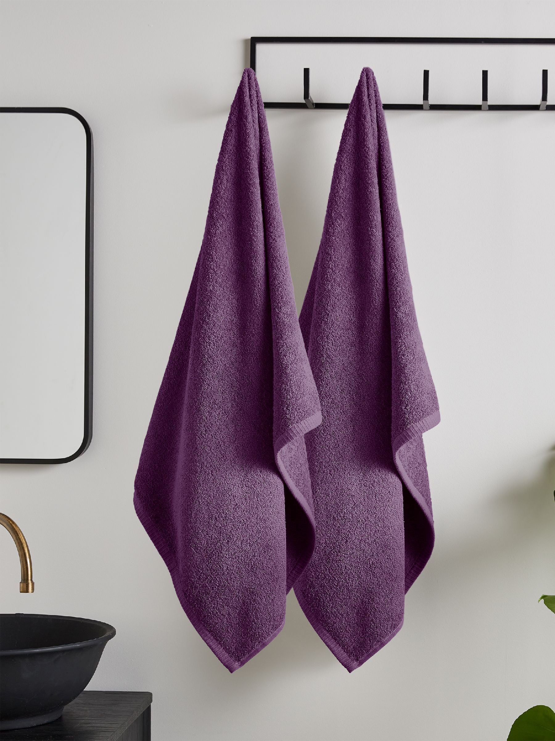 Catherine Lansfield Grey Anti Bacterial 100% Cotton Bath Sheet Towels (Set of 2, 90x140 cm)