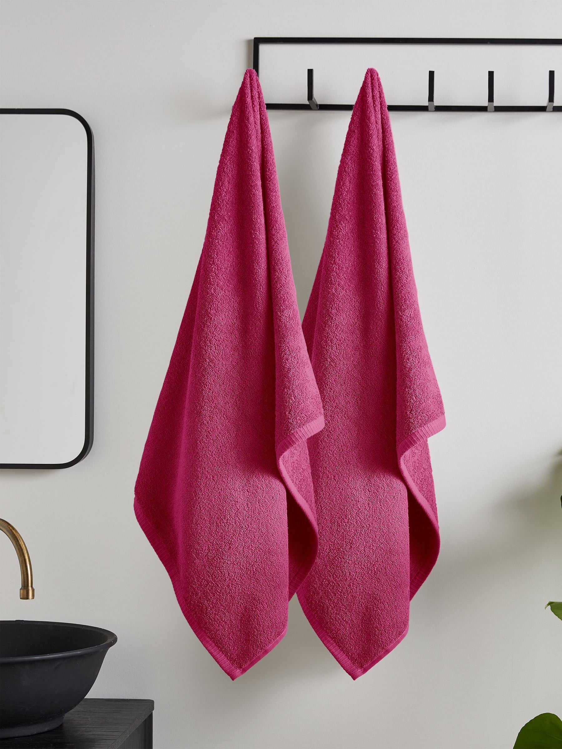 Catherine Lansfield Grey Anti Bacterial 100% Cotton Bath Sheet Towels (Set of 2, 90x140 cm)