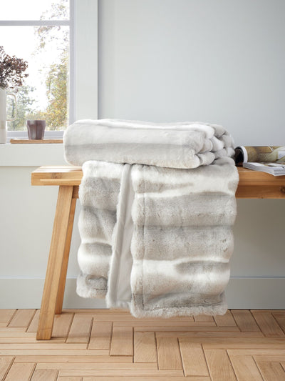 Next Catherine Lansfield Silver Grey Flint Soft and Cosy Faux Fur Throw- Buy online at McGrocer